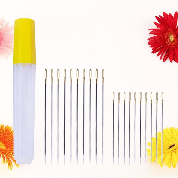 POPETPOP 20Pcs Plated Silver Cross Stitch Needles with Pointed Tips for Easy Yarn Threading
