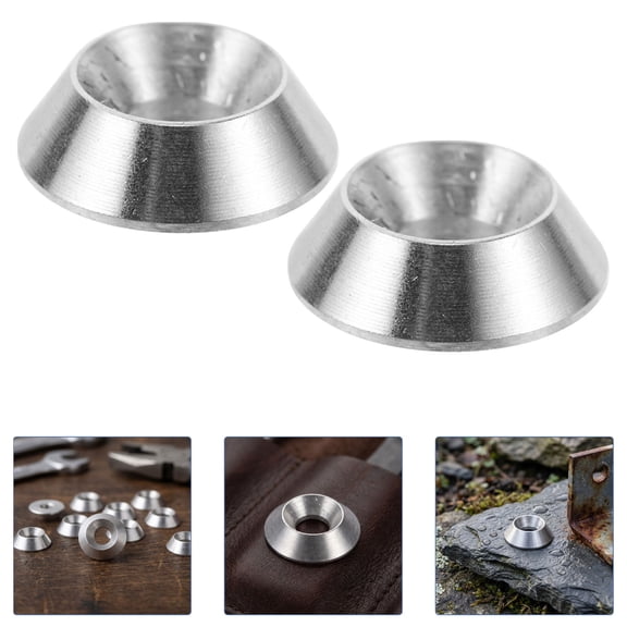 POPETPOP 20Pcs Plated Silver Stainless Steel Flush Mount Conical Washers for Automotive and Plumbing