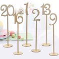 thumbnail image 1 of POPETPOP 20Pcs Wedding Table Number Holders in Wood Color with Round Base Stand, 1 of 8