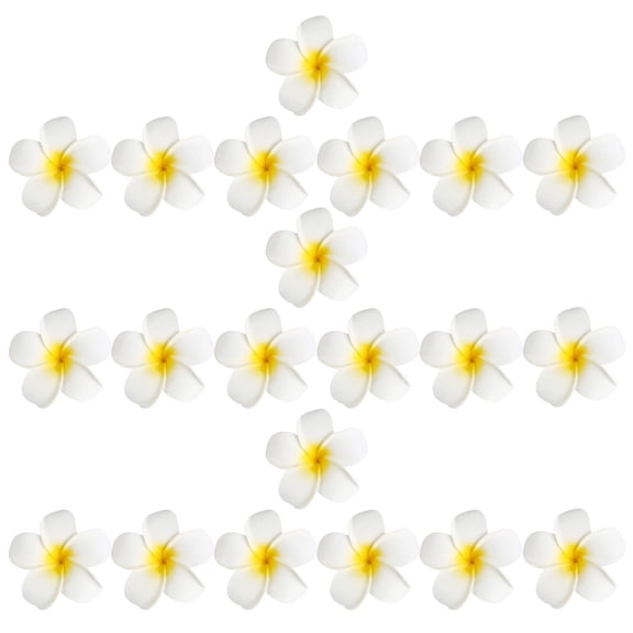 POPETPOP 25Pcs White Foam Frangipani Hair Clips Flower Side Clamp Barrette for Decoration and Party