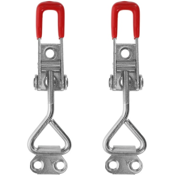 POPETPOP Compact Stainless Steel Toggle Latch, Adjustable Drawer Clamps, Plated Silver, for DIY Furniture, 2Pcs
