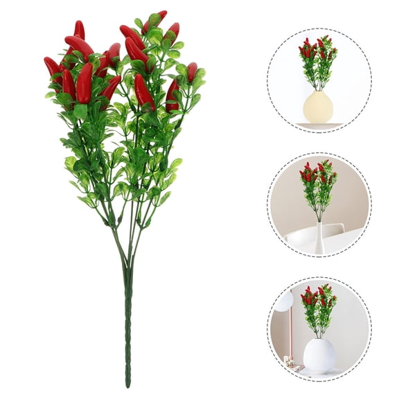 POPETPOP 2Pcs Artificial Chili Branches Reusable Plastic Faux Pepper Stem for Party Decor