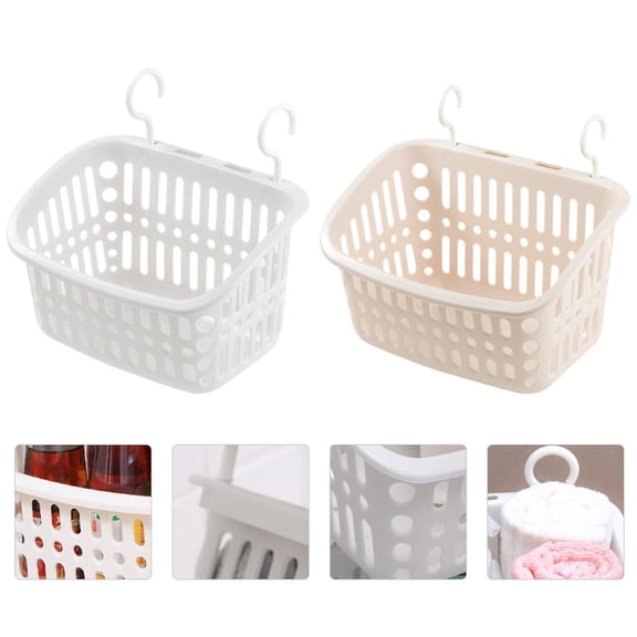 POPETPOP 2Pcs Bathroom Hanging Storage Basket Beige for Household Users