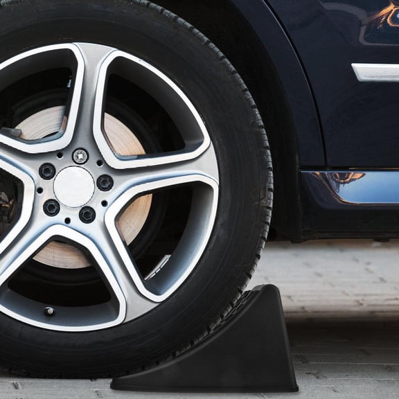 POPETPOP 2Pcs Car Wheel Chock Wedges Black for Trailer Rv Auto Vehicle Safety Equipment