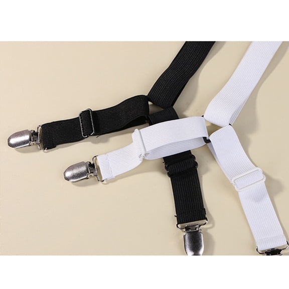 POPETPOP 2Pcs Elasticized Buckle Clasp Bedspread Fasteners with Heavy Duty Bungee Cord and Fabric Protector in Black