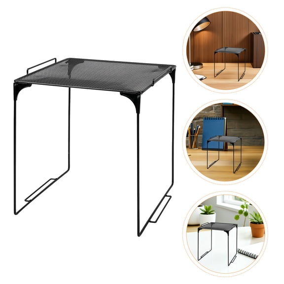 POPETPOP 2Pcs Foldable Black Metal Mesh Locker Shelf Versatile Storage Rack for Kitchen Office and School