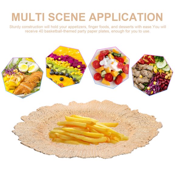 POPETPOP 2Pcs Golden Plastic Dinnerware Plates with Irregular Contour for Decorative Table Layering