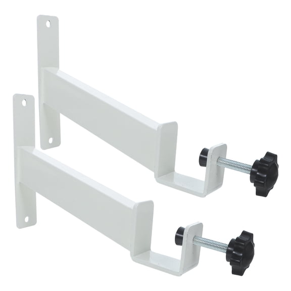 POPETPOP 2-Pack Heavy Duty White Steel Clamp- Desk Riser Brackets for Home Office Workstation Support