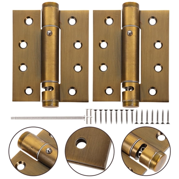 POPETPOP 2Pcs Heavy Duty Self Closing Door Hinges Dark Brown Spring Loaded Hinges for Garage and Screen Doors