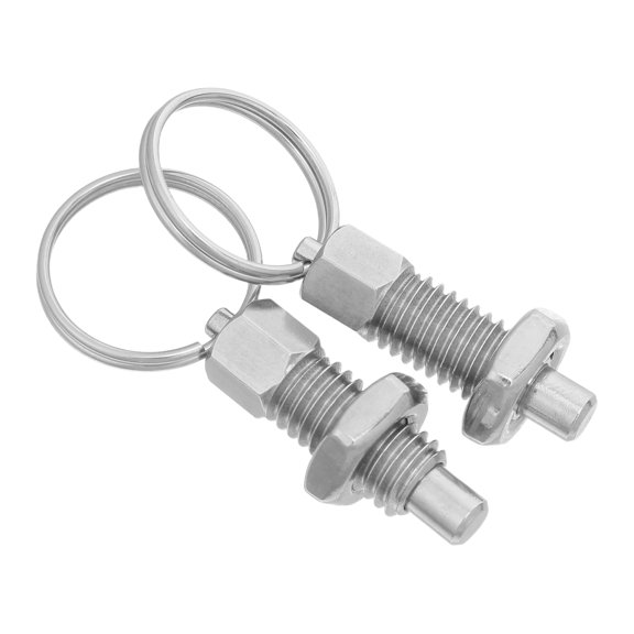 POPETPOP 2Pcs Heavy Duty Steel Trailer Gate Spring Latch Pin with Stainless Steel Pull Ring Locking Spring Loaded Pin