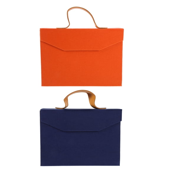 POPETPOP Set of 2 Paper Storage Boxes with Handles for Jewelry, Trinket, and Small Item Organization