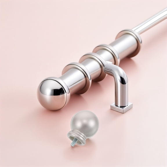FENGGUIQU Plastic Plated Silver Roman Rod Finials for Home Decor Easy DIY Installation 2Pcs