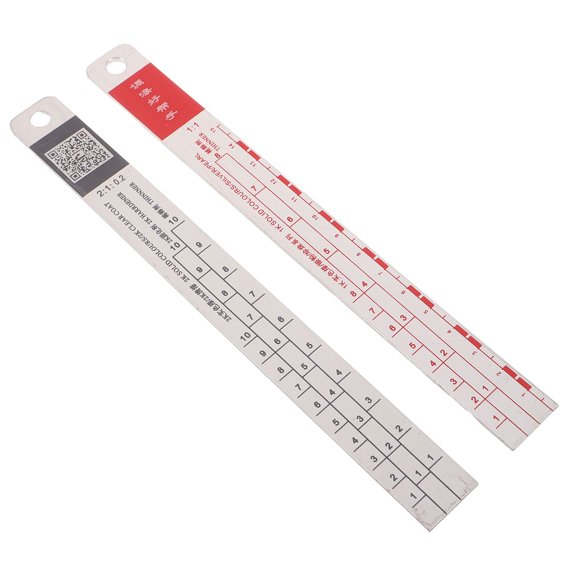 POPETPOP 2Pcs Portable Auto Paint Measuring Ruler Metal Paint Mixing Tool for Workshop Use