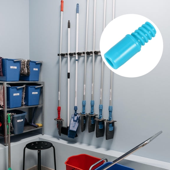 POPETPOP 2Pcs Sky Blue Plastic Threaded Tip Replacement for Pole Handles Compatible with Mops Brooms Brushes