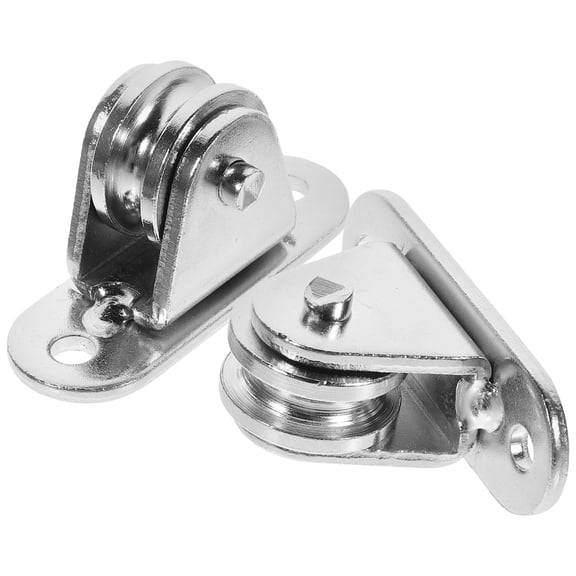POPETPOP 2Pcs Silver Rope Pulley Block for Garage Ceiling Mount Industrial Use