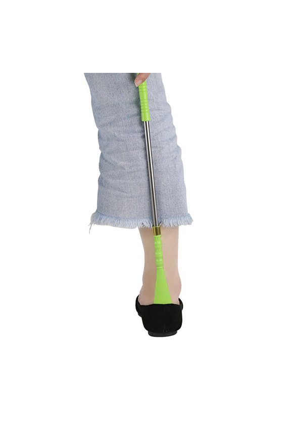 2Pcs Stainless Steel Shoe Lifters for Effortless Shoe Wearing and Heel Protection Green