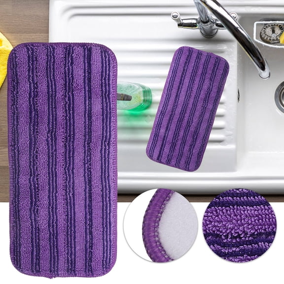POPETPOP 2Pcs Violet Mop Pads Reusable Washable Fiber Mop Pads for Hardwood and Tile Floor Cleaning