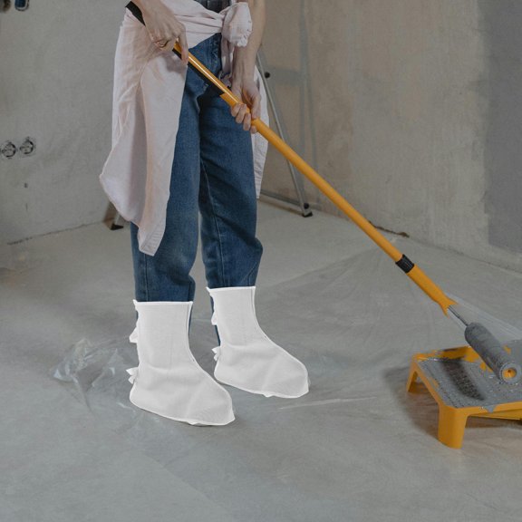 POPETPOP 2Pcs White Welding Boot Covers with Reinforced Stitching Shoe Protectors