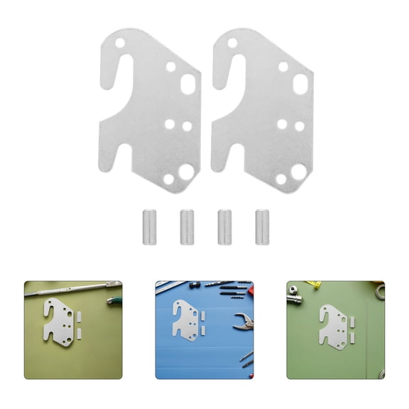 POPETPOP 2Pcs Wood Bed Rail Hook Plates Plated Silver Universal Bed Frame Hardware Brackets for Headboard Assembly