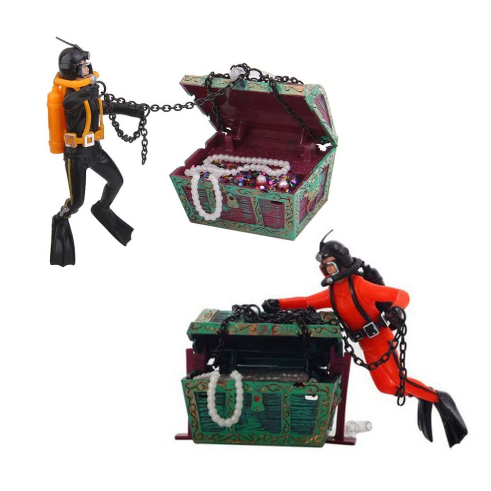 POPETPOP 2pcs Action Aquarium Ornament Fish Tank Treasure Chest