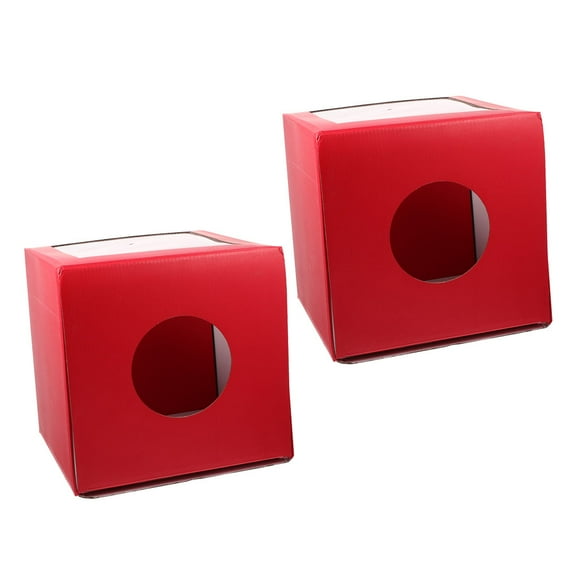 POPETPOP 2Pcs Red Fundraising Raffle Ticket Containers with Slot Event Boxes