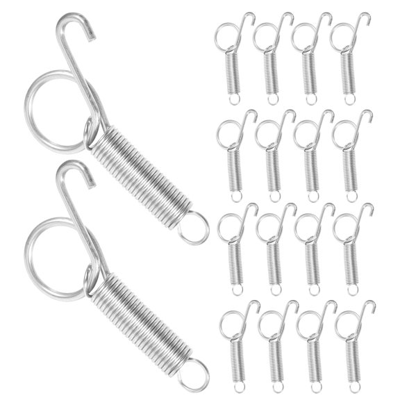 POPETPOP 30Pcs Plated Silver Stainless Steel Spring Cage Door Latch Hook for Rabbit Bird Coop Secure Closure