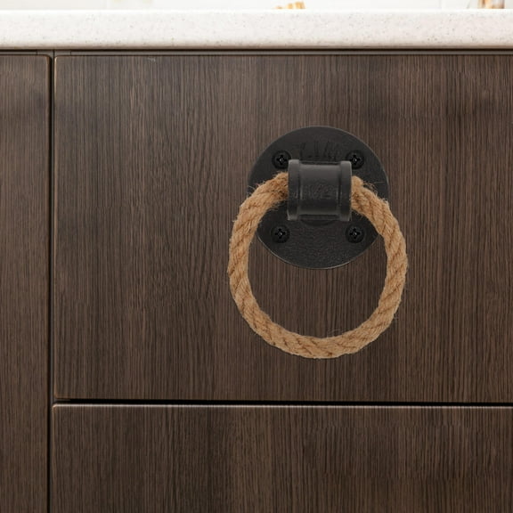 POPETPOP 1Pc Vintage Black Door Handle Iron Rope Cabinet Pull for Home