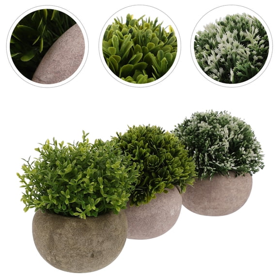 POPETPOP 3Pcs Artificial Plants Faux Flowers Green Potted Fake Plant Decor for Resort Decoration