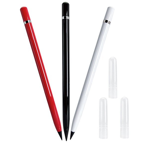 POPETPOP 3Pcs Everlasting Inkless Pencil Metal Body for Drafting Sketching and Painting Assorted Color