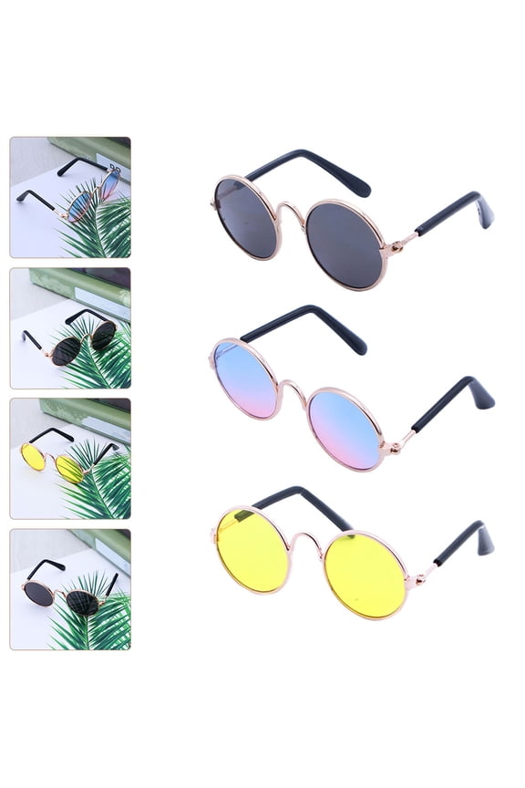 3Pcs Pet Sunglasses Assorted Color Practical Eyewear for Photos and Parties