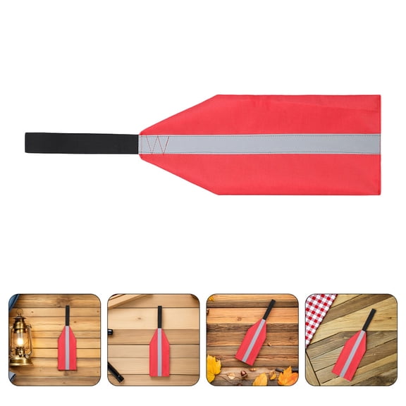 POPETPOP Red Kayak Safety Flags 3-Pack High Visibility Reflective Oxford Cloth for Water Sports and Outdoor Activities