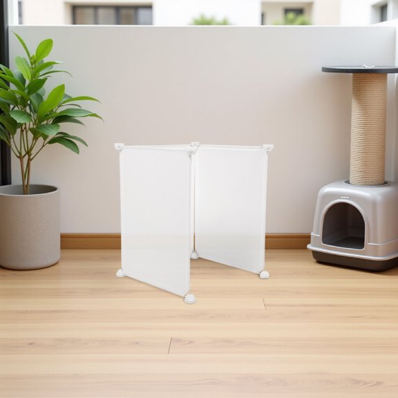 POPETPOP 3Pcs White Plastic Litter Box Shield with Splash Guard and Privacy Screen for Pets
