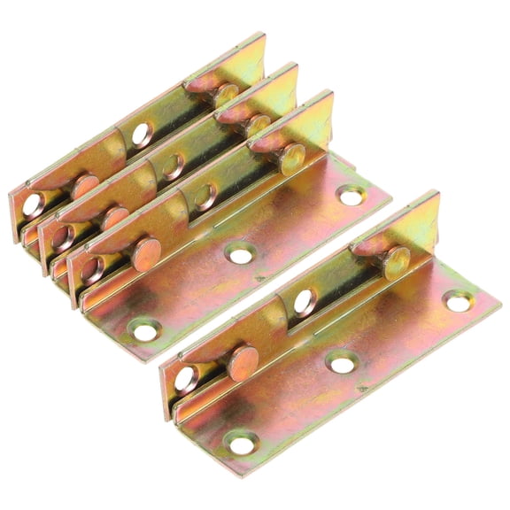 POPETPOP 4Pcs Bed Frame Hardware Brackets Golden Bed Rail Fasteners with Stable Hinge and Latch System