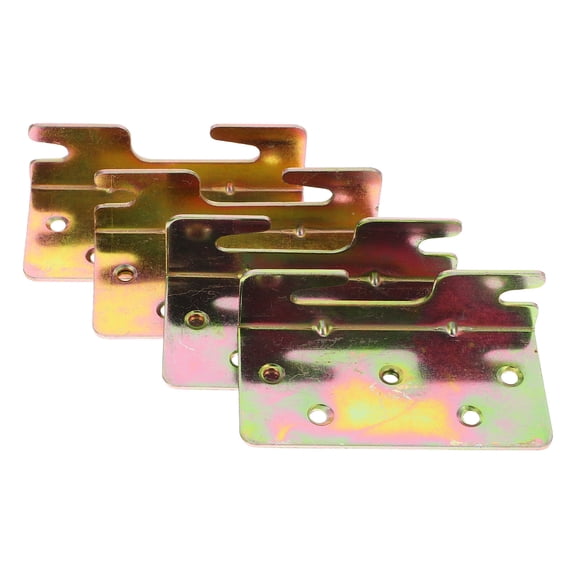 POPETPOP 4Pcs Bed Rail Support Brackets Universal Bed Frame Joints with Golden Finish for Home