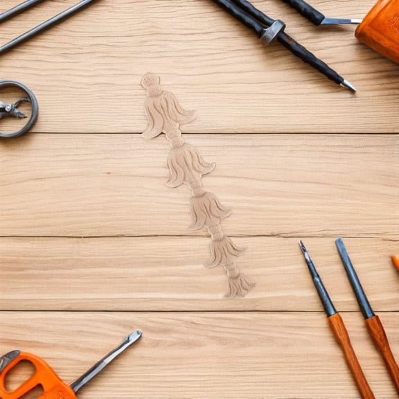 POPETPOP 4Pcs Vertical Wood Embellishments for Crafts Carved Wood Onlays Decorative Furniture Trim