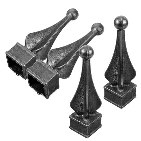 POPETPOP 4-Pack Black Cast Iron Fence Finials Decorative Post Caps for Garden, Yard, Patio Fence Enhancement