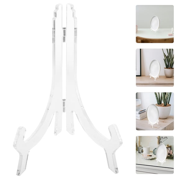 POPETPOP 4Pcs Clear Plastic Plate Display Stands Versatile Adjustable Easels for Tabletop Decor