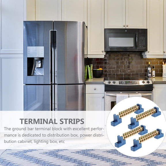 POPETPOP 4Pcs Durable Terminal Block for Auto and Trailer with Brass Bus Bar and Plastic Insulated Base