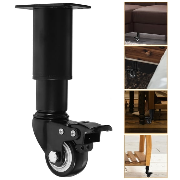 POPETPOP 4Pcs Replacement Caster Feet For Furniture Black Adjustable Cold Rolled Steel Leg