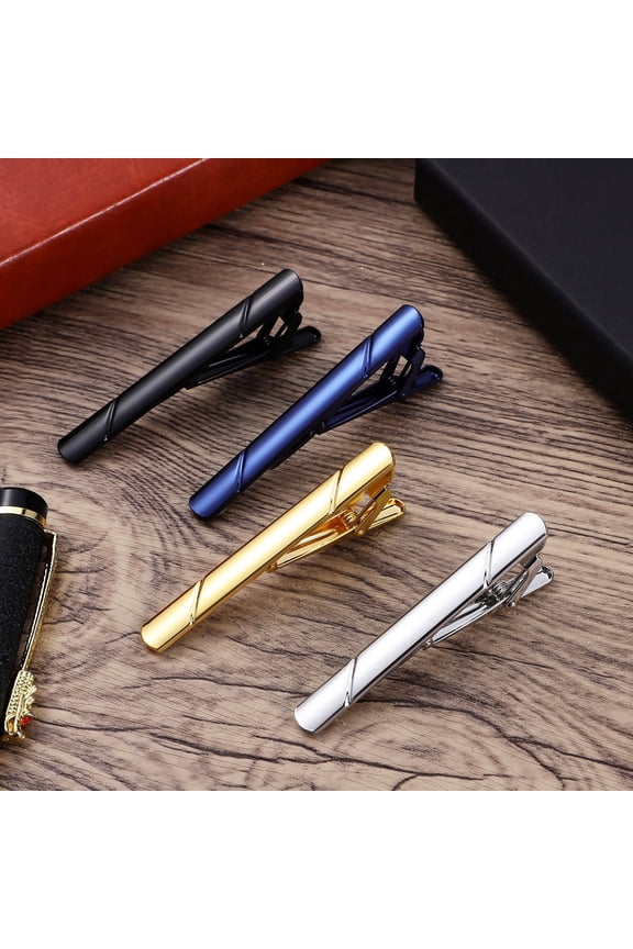 4Pcs Tie Bars Clip Metal Structure Necktie Accessories for Business and Wedding