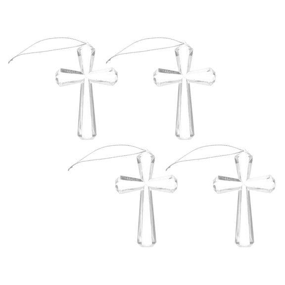 POPETPOP 4Pcs Unique Transparent Cross Hanging Decorations for Car Interior and Holiday Christian Use
