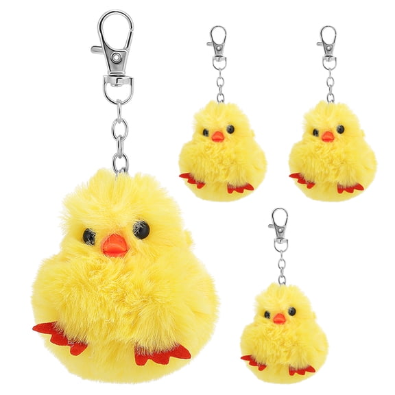 POPETPOP 4Pcs Yellow Plush Chick Keychain Cute Bag Pendant Practical Key Ring Decoration