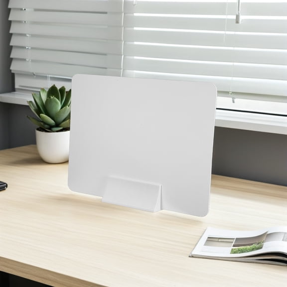 POPETPOP 4Sets Standing Screen Divider White PVC Desk Partition for Office Workstation Testing Privacy