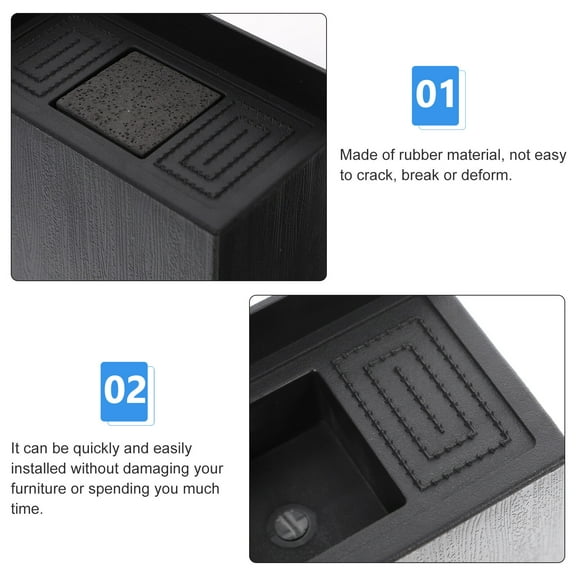 POPETPOP Rubber Furniture Risers Heavy Duty Bed Lifts Black Home Use 4Pcs