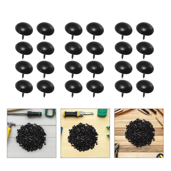 POPETPOP 500Pcs Heavy Duty Iron Furniture Nails Black Decorative Thumb Tacks for Wall and Upholstery