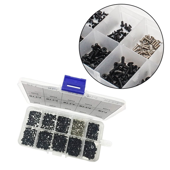 POPETPOP 500Pcs Laptop Screws Kit Black for Repair Includes Multi Size Cross Screws