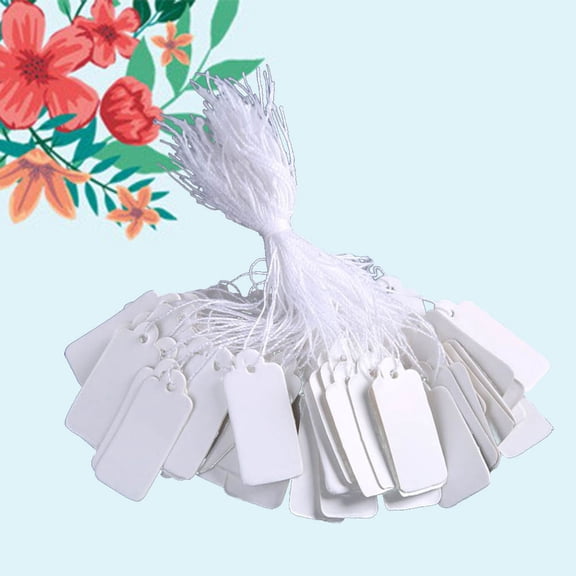 POPETPOP 500Pcs White Marking Tags with String Easy Remove Hanging Price Tags for Shop Use