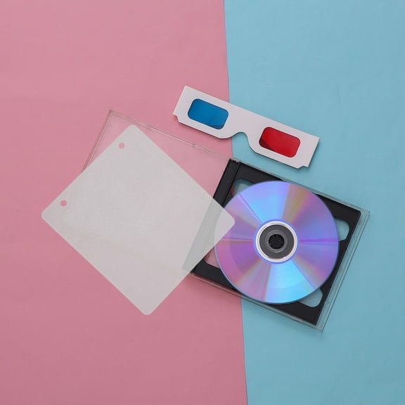 POPETPOP 50Pcs Double Sided Cd Storage Sleeves White Plastic Disc Holder Pages for Media Binder Organizer