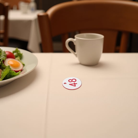 POPETPOP 50Pcs White Plastic Number Tags for Restaurant Table Markers Coat Room and Key Identification