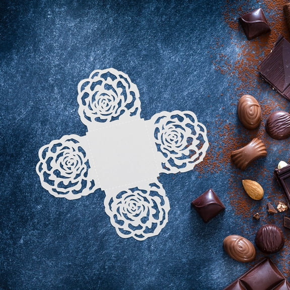 POPETPOP 50Pcs Plated Silver Paper Candy Cups with Reflective Finish for Chocolate and Dessert Displays